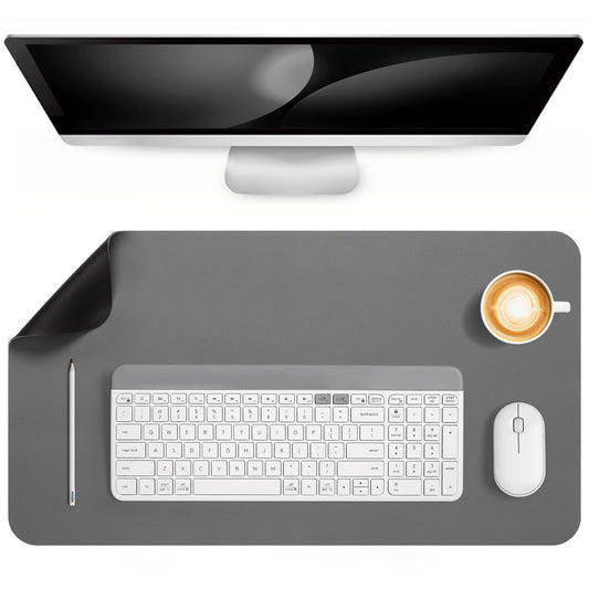 Dual-Sided Faux Leather Desk Pad – Black & Gray