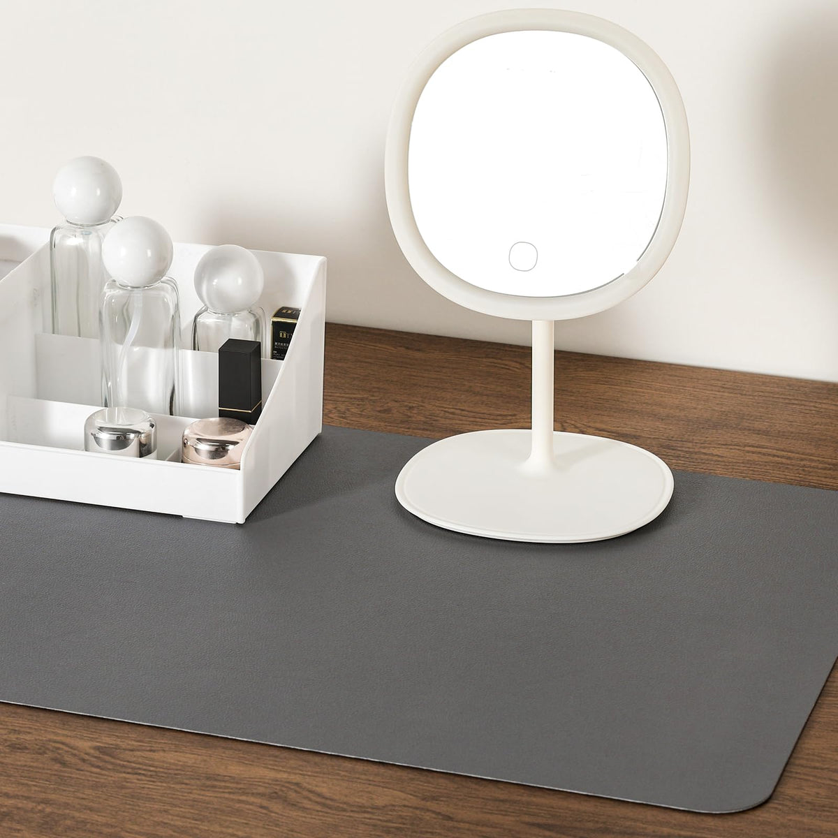 Dual-Sided Faux Leather Desk Pad – Black & Gray