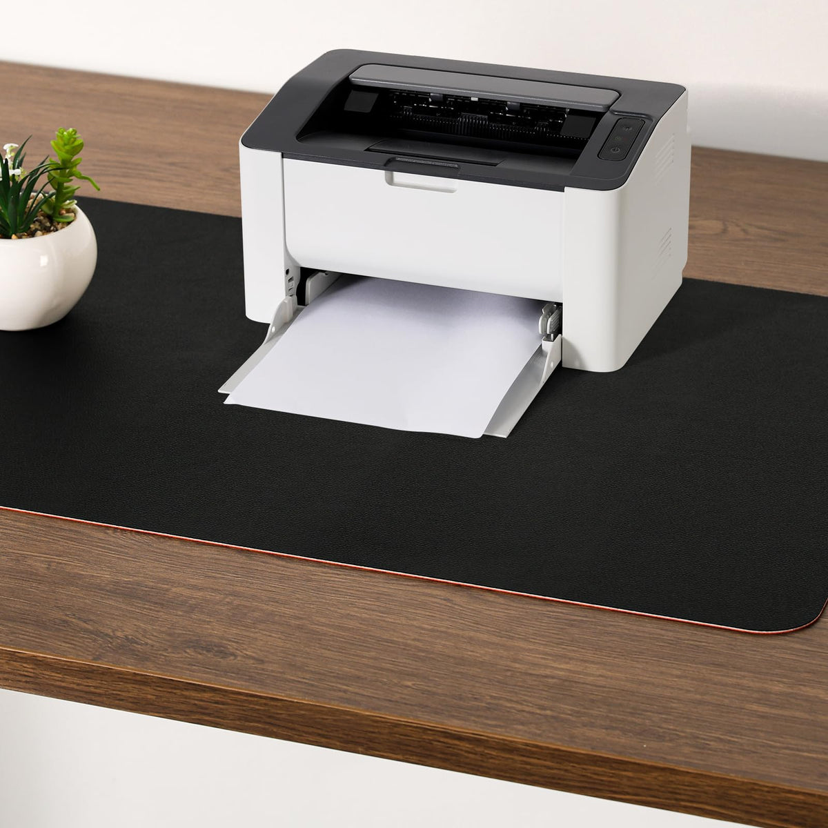 Dual-Sided Faux Leather Desk Pad – Black & Gray