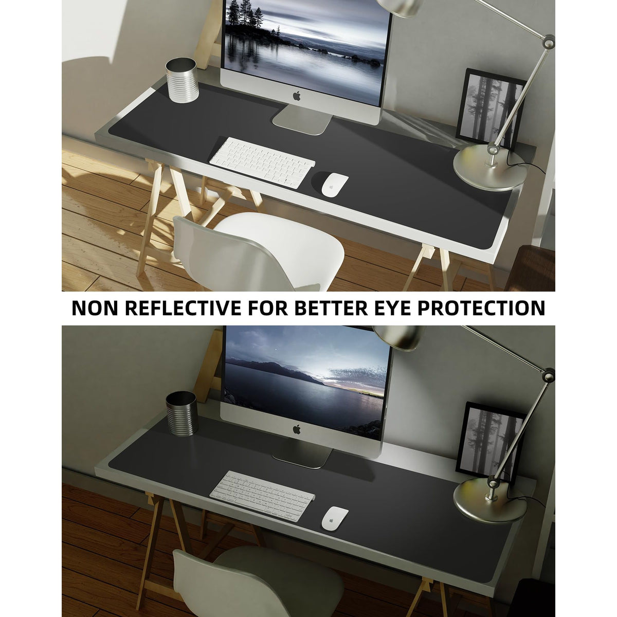Extra-Large PU Leather Desk Mat – 48” × 17”, Black