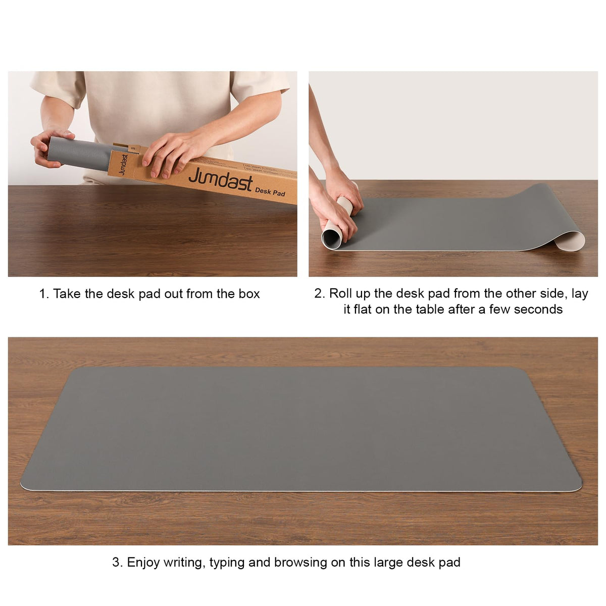 Dual-Sided Faux Leather Desk Pad – Black & Gray