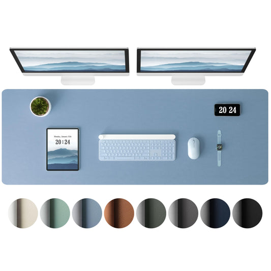 PU Leather Desk Pad – 38” × 13.7”, Denim Blue