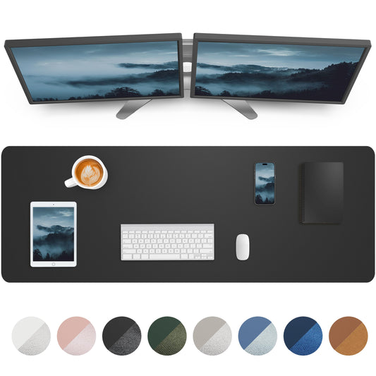 Extra-Large PU Leather Desk Mat – 48” × 17”, Black