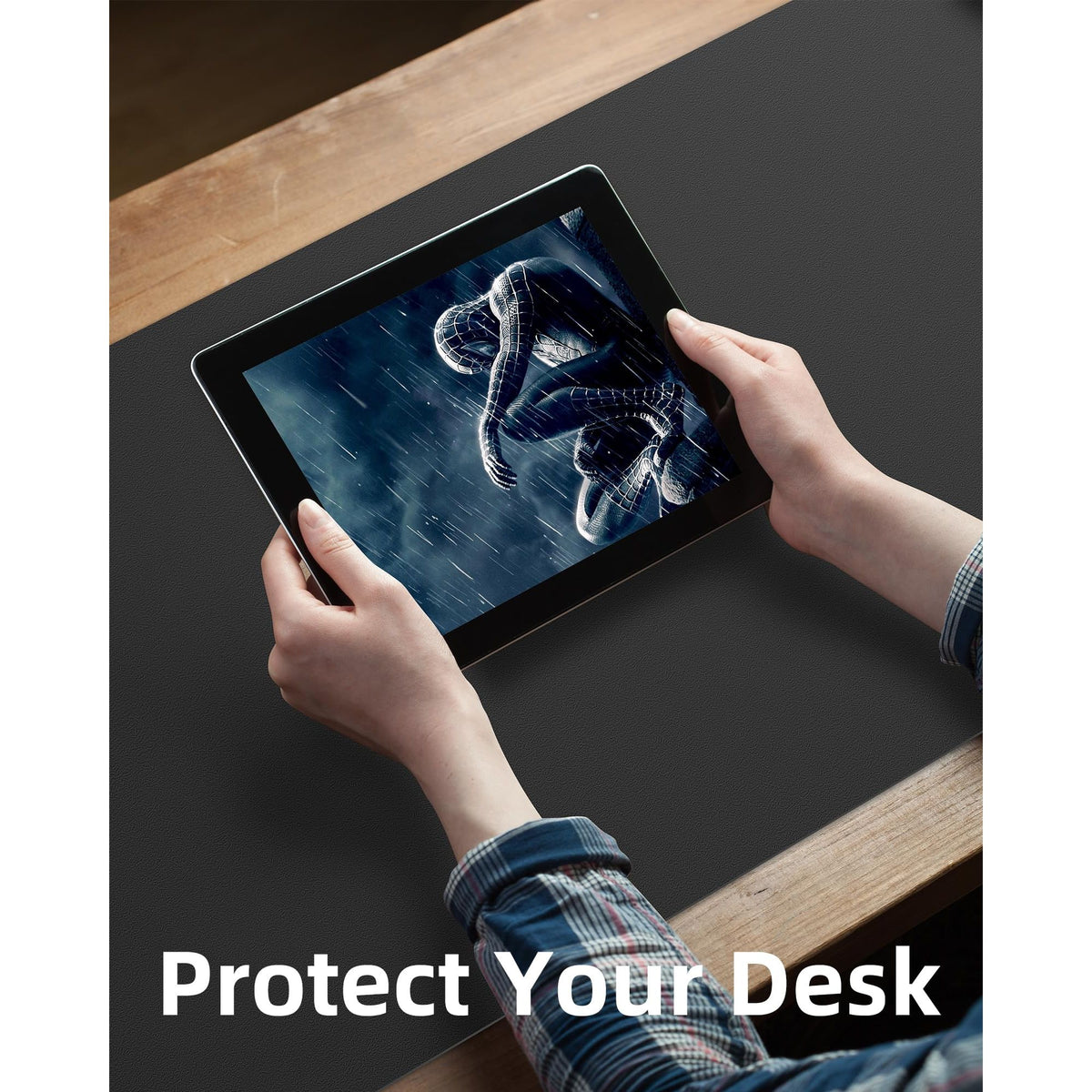 Extra-Large PU Leather Desk Mat – 48” × 17”, Black