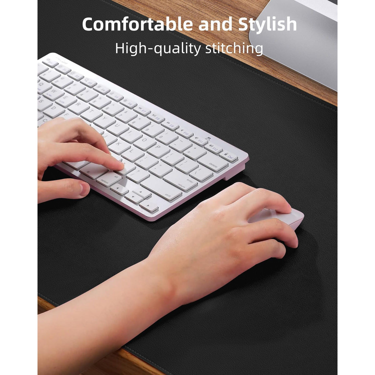 Premium PU Leather Desk Pad – 48” × 24”, Black