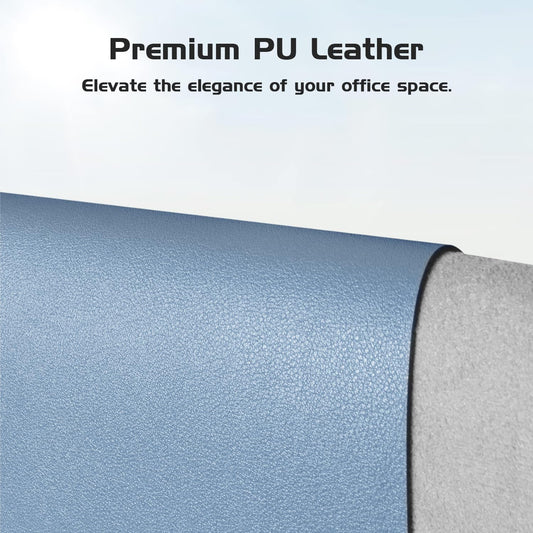 PU Leather Desk Pad – 38” × 13.7”, Denim Blue